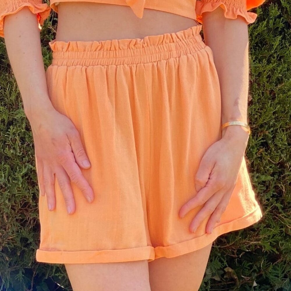 High Waisted Paper Bag Shorts